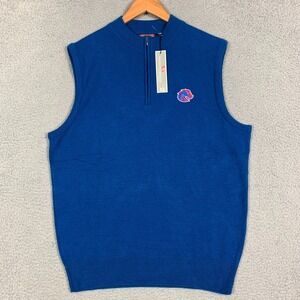 NWT Boise State Sweater Vest Mens XL Royal Blue 1/4 Zip Golf Pennington & Bailes